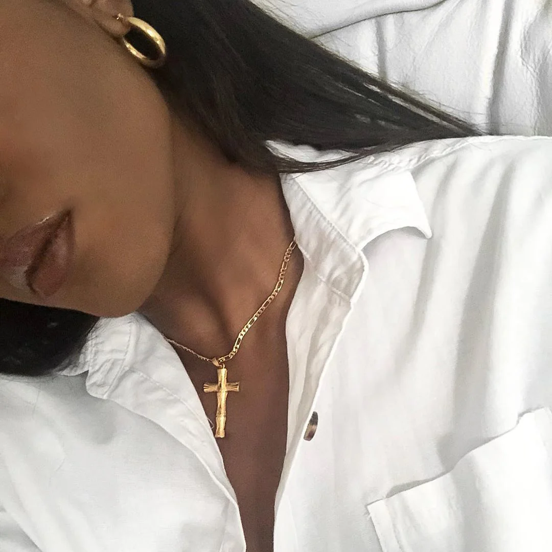 Bamboo Cross Gold Filled Necklace - Image 4